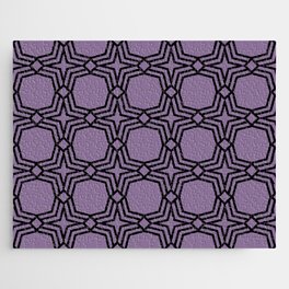Black and Purple Star Geometric Shape Pattern - Coloro 2022 Popular Color Lavender Silk 138-48-19 Jigsaw Puzzle