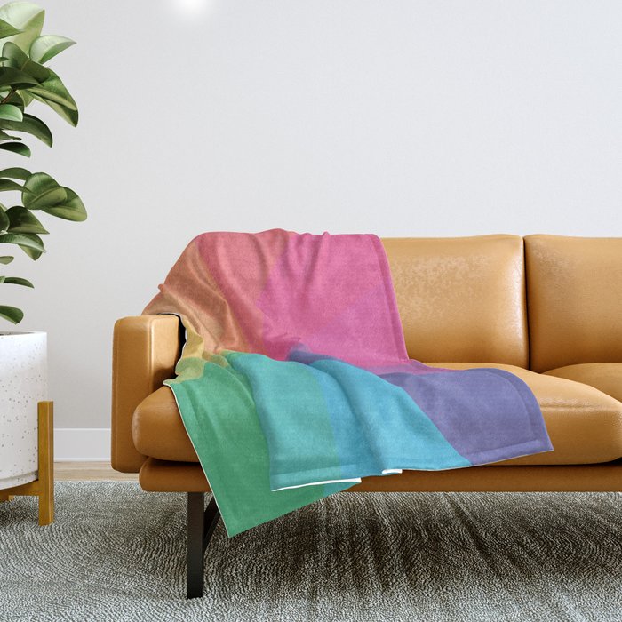 Minimal Simple Colourful Rainbow Circle Design Throw Blanket