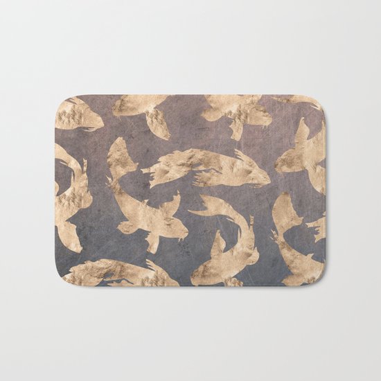 Koi at dusk - scratched leather Bath Mat