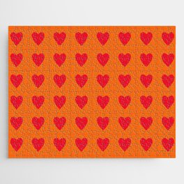 Orange red hearts pattern Jigsaw Puzzle