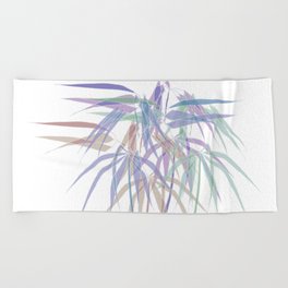 Bamboo Leaves - White Lines - Multycolor "Paper drawings / paintings" Beach Towel