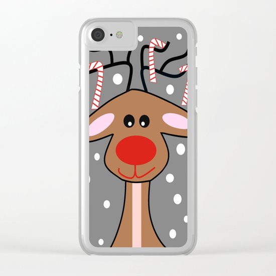 Happy Reindeer Clear iPhone Case