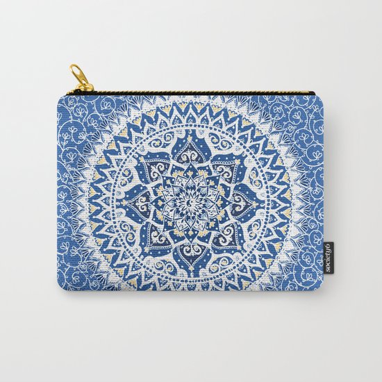 Yin Yang Mandala Pattern (Blue & Yellow) Carry-All Pouch