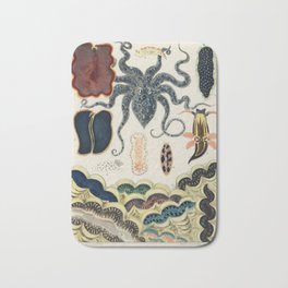 Barrier Reef Molluscs and Planarians from The Great Barrier Reef of Australia (1893) by William Savi Bath Mat | Barrierreef, Lagoon, Illustration, Artprint, Decor, Greatbarrierreef, Painting, Reef, Vintage, Poster 
