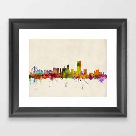 San Francisco City Skyline Framed Art Print