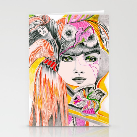 Pink Leaves Stationery Cards