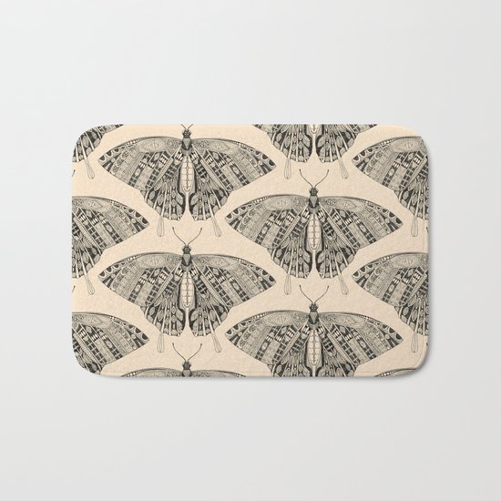 swallowtail butterfly pale peach black Bath Mat