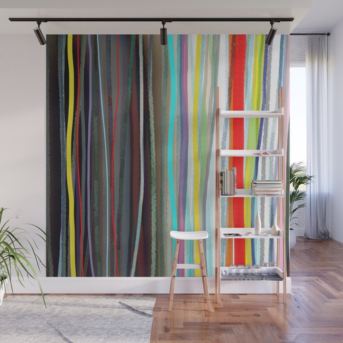 Blue and white stripes blue and white / Handmade colorful stripes Wall Mural