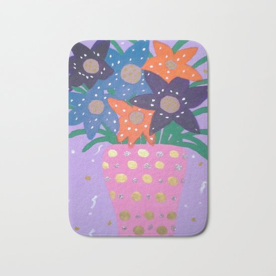 Fiesta Flowers Modern Still Life Bath Mat