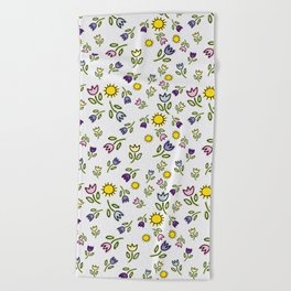 Silly Flowers & Suns Beach Towel