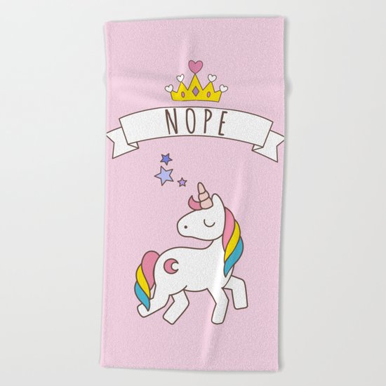 Nope Unicorn Beach Towel