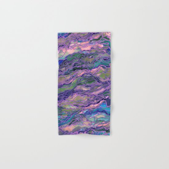 MARBLE IDEA! LAVENDER PINK PEACH Abstract Watercolor Painting Colorful Geological Nature Marbled Art Hand & Bath Towel
