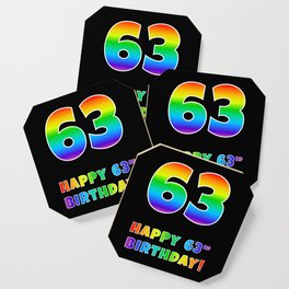 [ Thumbnail: HAPPY 63RD BIRTHDAY - Multicolored Rainbow Spectrum Gradient Coaster ]