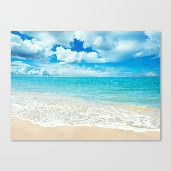 Beach - Ocean - Clouds - Water - Waves Canvas Print