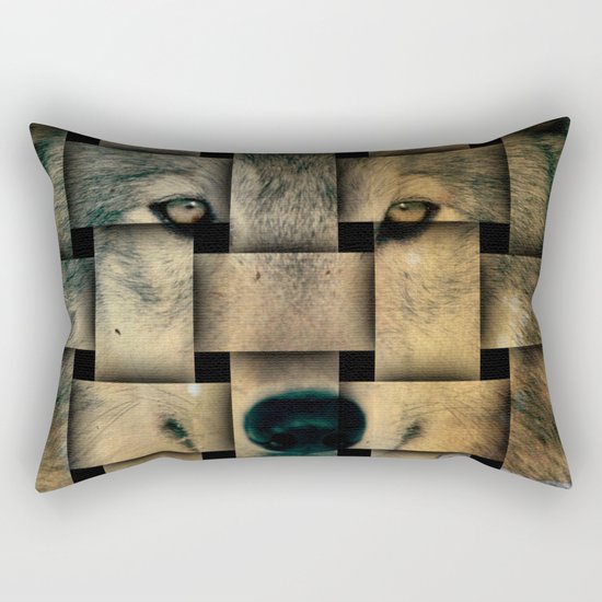 Woven Wolf Rectangular Pillow