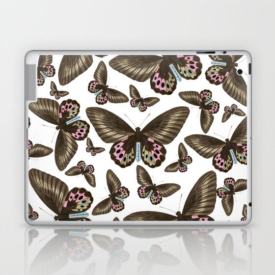 Vintage brown pink blue gold butterflies pattern Laptop & iPad Skin