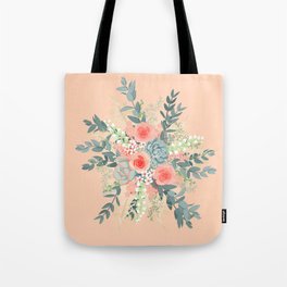 Peach floral Tote Bag