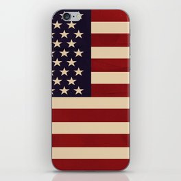 American Flag Vintage Americana Red Navy Blue Beige iPhone Skin