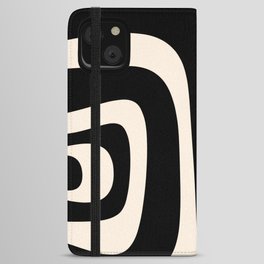 Tiki Minimalist Mid-Century Modern Abstract Pattern Black and Almond Cream iPhone Wallet Case