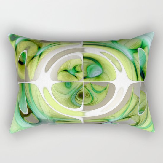 Lime and Green Abstract Collage Rectangular Pillow