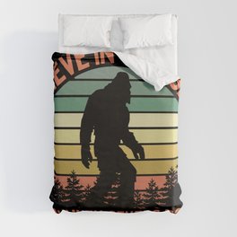 Bigfoot Funny Believe In Yourself Motivational Sasquatch Vintage Sunset Duvet Cover