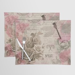 Vintage Flowers with roses and dragonfly.  Placemat