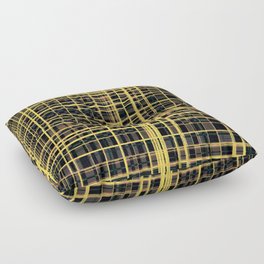 Yellow And Brown Check Optical illusion Pattern Floor Pillow