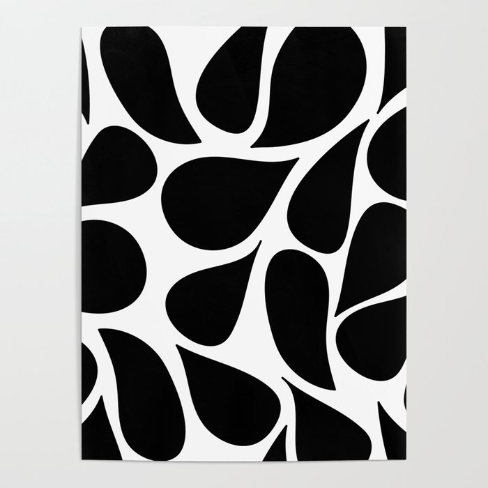 Abstract Black & White Foliage Pattern - Mix and Match with Simplicity of Life Poster