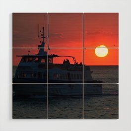 Sunset contemplation from a ship in the Mediterranean sea Wood Wall Art