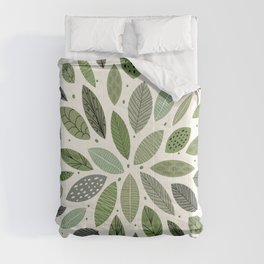 Mid-Century Green Leaves Comforter
