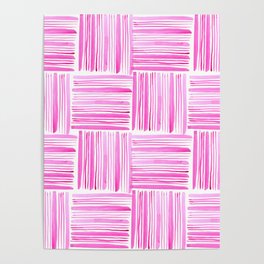 Gingham stitches - pink Poster