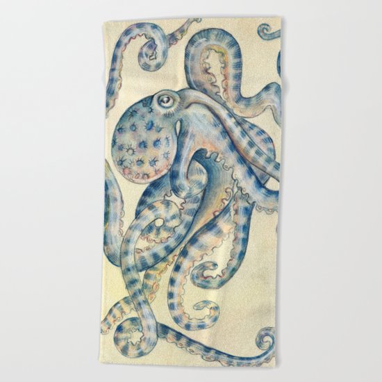 Blue Octopus Beach Towel