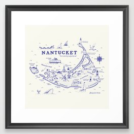 Nantucket Map Framed Art Print