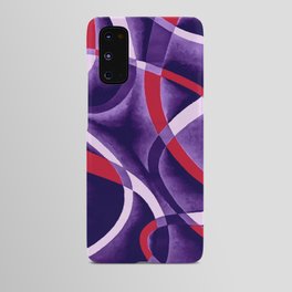Eighties Blue White Red Line Curve Pattern On Blue Android Case