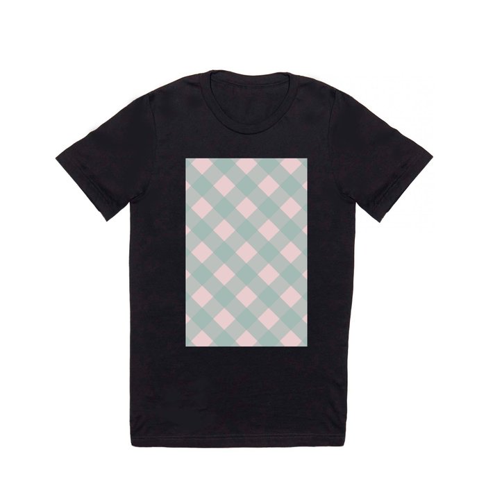 Pink & Mint Checkered Pattern-Mix and Match with Simplicity of Life T Shirt