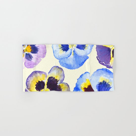 pansies pattern watercolor painting Hand & Bath Towel