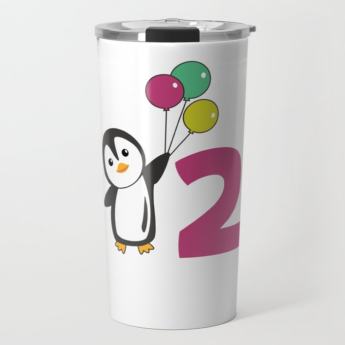 Penguin Second Birthday Balloons For Kids Travel Mug
