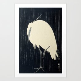 Egret in the Rain, Ohara Koson Art Print