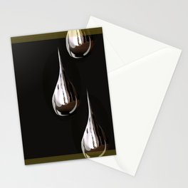 Silver Painting Drops On A Black Background in Golden Frames #decor #society6 #buyart Stationery Card