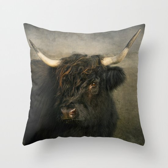 The Black Cow Throw Pillow