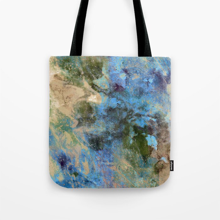 African Dye - Colorful Ink Paint Abstract Ethnic Tribal Organic Shape Art Cream Turquoise Tote Bag