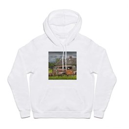Old Vintage Pickup in front of an Abandoned Farm House Hoody