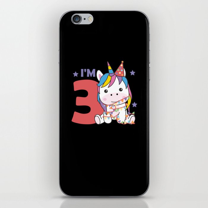 Unicorn For The Third Birthday Children 3 Years iPhone Skin