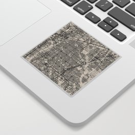 USA, Plano City Map Drawing - Black and White Sticker