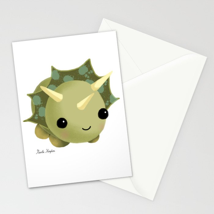 Baby Dinosaur Triceratops Cute Monster Stationery Cards By