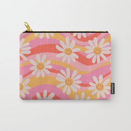 Wavy Daisies Carry-All Pouch | 70S, Curated, Painting, Smiley, Ditsy, 60S, Hippie, Flowers, Pattern, Floral 