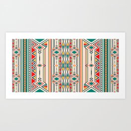 Ikat geometric folklore ornament. Ethnic pattern. Border ornament. Native american design, Navajo. Mexican motif, Aztec ornament Art Print