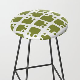 Mid Century Modern Abstract Pattern Olive Green 1 Bar Stool