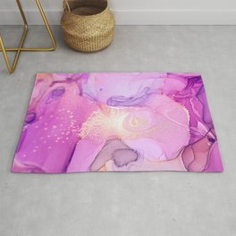 Alcohol ink marble in pink and violet Rug
