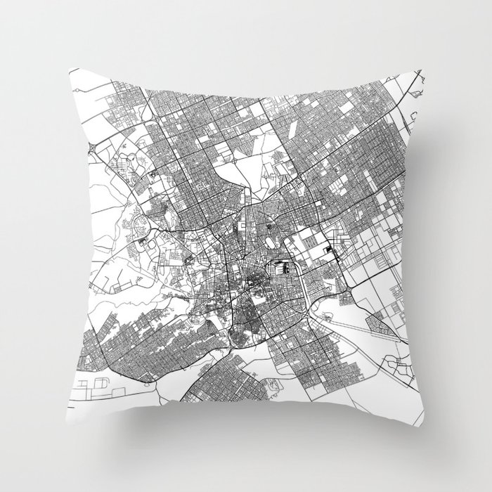 Riyadh White Map Throw Pillow by multipliCITY Society6